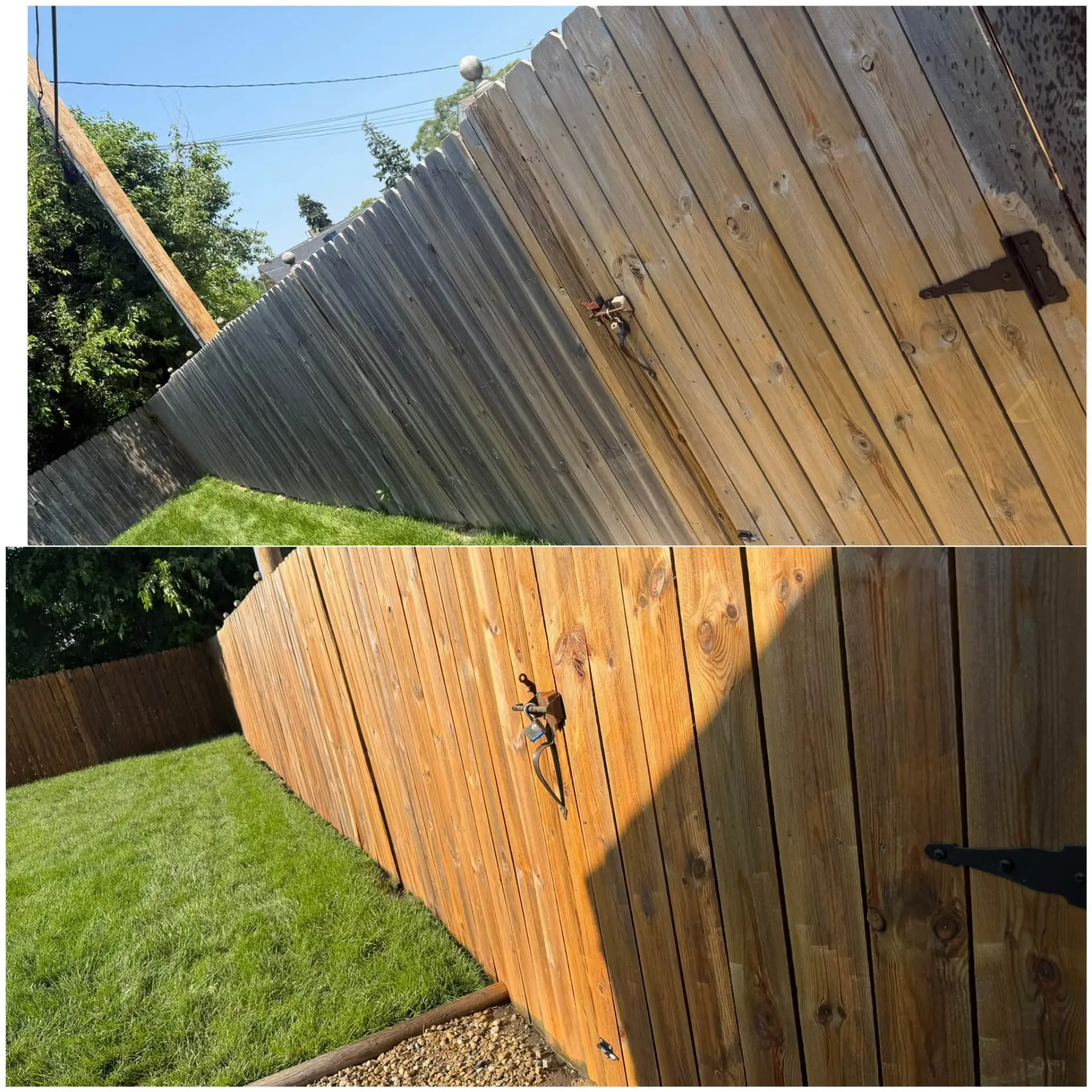 Soft wash fence cleaning results